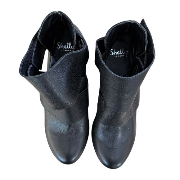 Shellys London Womens Leather Platform Ankle Boot Black Size 9 Moto - Picture 8 of 12